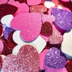 180 Pcs Valentine Foam Heart Stickers Red, Pink, Rose, White and Purple
