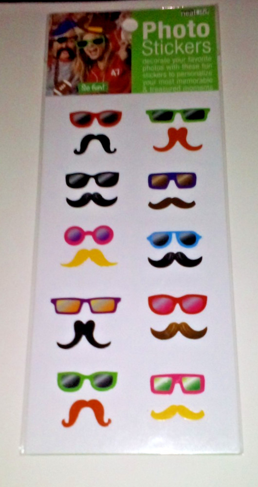 2 Photo Sticker Sheets Sunglasses & Moustaches Theme Scrapbooking
