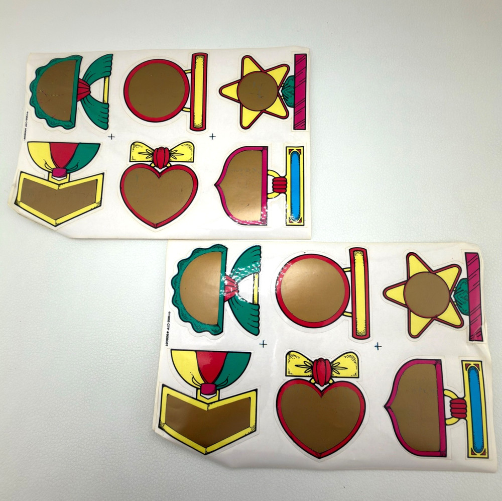 1988 Vintage CTP Scratch Off 12 Award Medal Stickers 2 Sheets #90801