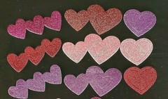 Iridescent Glittery Red, Pink, Purple, Hot Pink Puffy Foam Heart Stickers