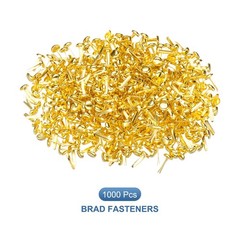 1000 PCS Paper Brass Fasteners Split Pins, Gold, 6 x 12 mm