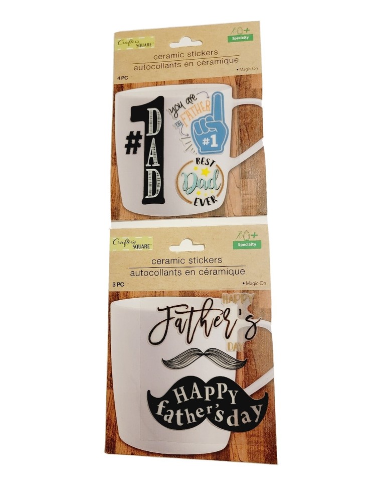 Crafter’s Square Father’s Day Coffee Mug Decorative Ceramic Stickers, 2 Packs
