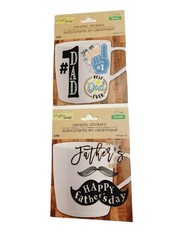 Crafter’s Square Father’s Day Coffee Mug Decorative Ceramic Stickers, 2 Packs
