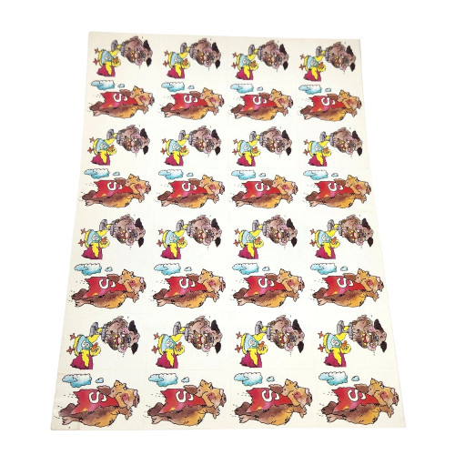 1 VINTAGE 1990’s SCHOLASTIC SHEET OF STICKERS FLYING DOG W/ CAPE + DUCK