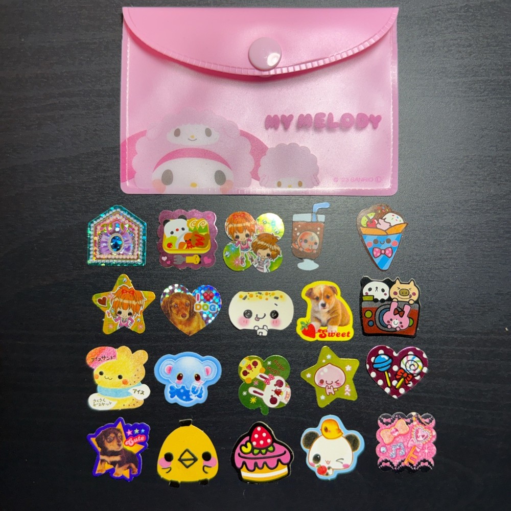 Rare Kawaii Vintage Heisei Food Girls Animals Sticker Flakes Japan 20 Pieces