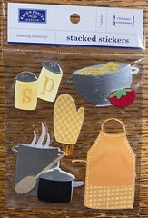 RARE Karen Foster Design Cooking In The Kitchen Baking Pot Pan Apron 3D Stickers