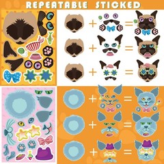 48 Sheets Cat Stickers,Make a Face Stickers for Kids, Make Your Own Cat Stick…