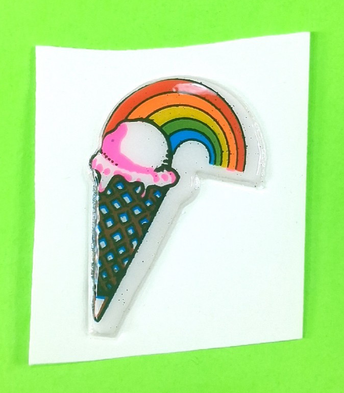 Vintage 80’s Rainbow Ice Cream Puffy Sticker