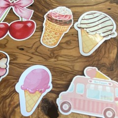 Food & Drink Dessert Scrapbooking Sticker Set Multicolor Ice Cream Cupcake