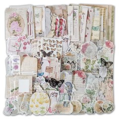 Vintage Scrapbook Supplies 260 PCS – 120 Matte Papers, 80 Washi Stickers, 20