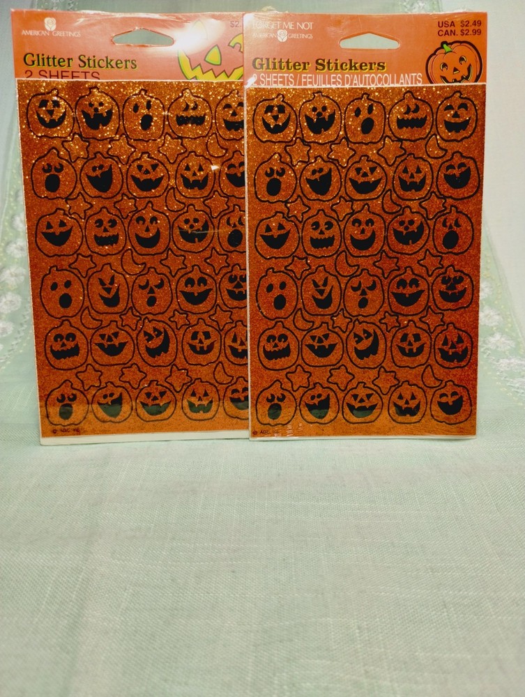 Vintage American Greetings Glitter Stickers 2 Pkgs/4 Sheets Sealed JackOLanterns