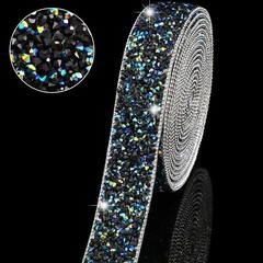 1Roll Black 108 x 1″ Bling Rhinestone Crystal Diamond DIY Decor Sticker Decal #B