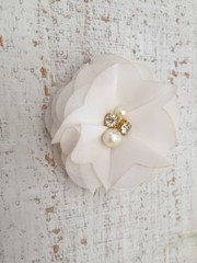 DIY Chiffon Fabric Flower with Pearls and bling Rhinestone Embellishment Craft