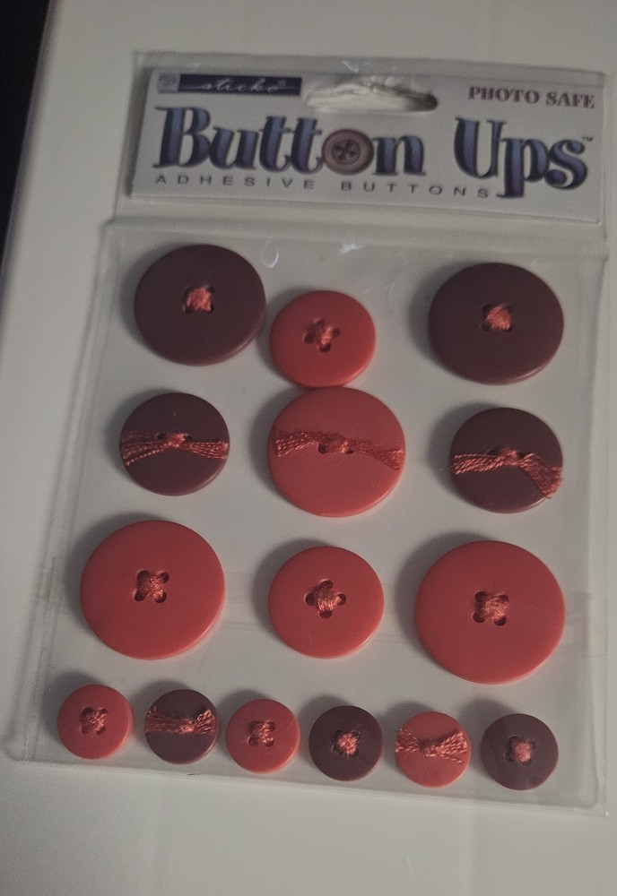 Sticko Button Ups – 15 Adhesive Buttons in red