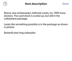 Vintage 80s Stickers Hallmark Fuzzy Bugs Scrapbook Ladybug Frog Bee Butterfly