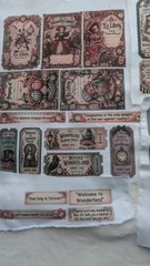 Alice in Wonderland Junk Journal Sublimation Fabric Ephemera Embellishments HM