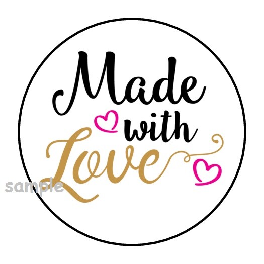 30 MADE WITH LOVE ENVELOPE SEALS LABELS STICKERS 1.5″ ROUND GIFT TAGS FAVORS