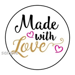 30 MADE WITH LOVE ENVELOPE SEALS LABELS STICKERS 1.5″ ROUND GIFT TAGS FAVORS
