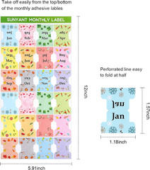 48 Pieces Adhesive Monthly Tabs Planner Stickers, 24 Month Tabs and 24 Blank Tab