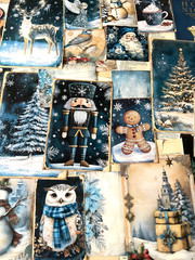 #26 – 150+pcs Blue Christmas JUNK JOURNAL 3D Kit with REAL EPHEMERA Mixed Media