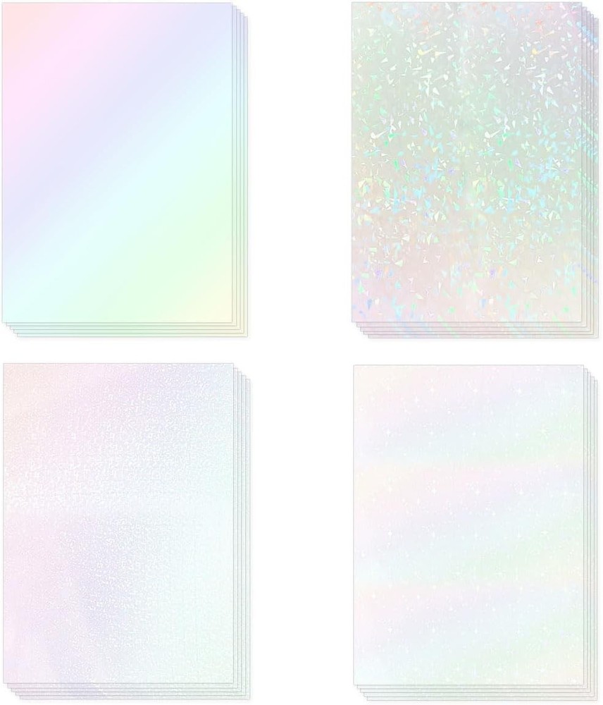 20 Sheets Holographic Sticker Paper A4 Size Vinyl Lamination Stickers Film Water