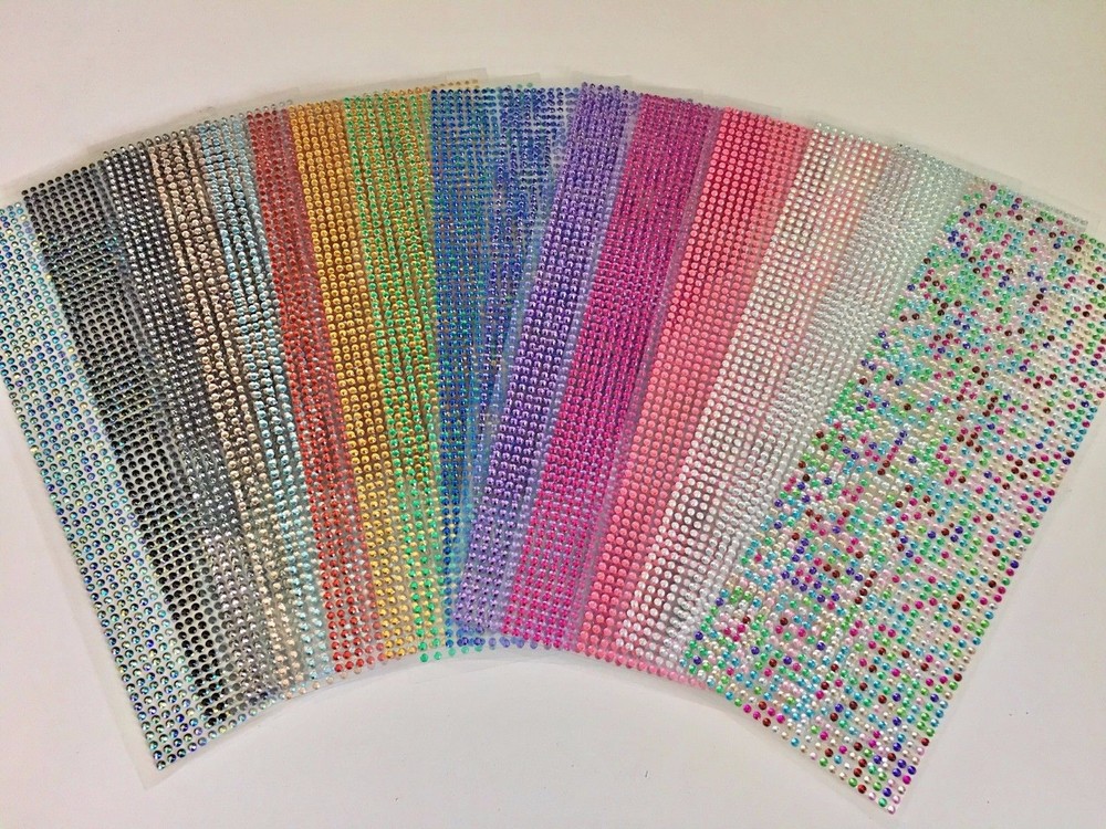 4x 3mm Self Adhesive Rhinestone Crystal Bling Gemstones 4 Sheets 1541 Pieces EA
