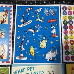 Vintage Sticker Lot Dr. Seuss Cat in the Hat 6 Sheets AGC, Gibson, Hallmark, etc