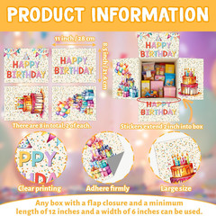 8 Pcs Birthday Gift Box Stickers, Happy Birthday Stickers for Adults