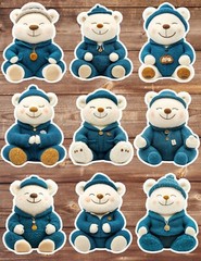 Winter Bear Die Cut Vinyl Stickers Set Scrapbooking Laptop Water Bottle