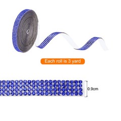0.35 Inch Self Adhesive Rhinestone Strips 3 Yard for Crafts,Dark Blue