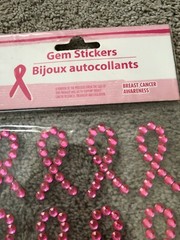 Breast Cancer Awareness Ribbon & Butterflies Stickers Bling Gemstone Design LOT