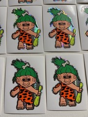 Lot 18 Vintage Stickers Neon Trolls Prism Vending Machine Sticker Caveman