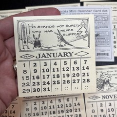 Jenni Bowlin Studio set of 12 mini calendar cards, scrapbook junk journal 3×3″