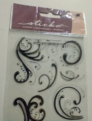 2011 Sticko 8 Dainty Black Flourish Stickers NIP