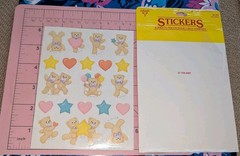 Vintage Hallmark Stickers Teddy Bears Hearts Stickers 1 Sheet ONLY w/ Packaging