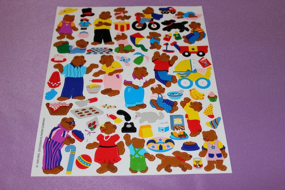 Mrs. Grossman’s Large Sheet RARE 1999 Vintage Repositionable Bear Stickers!