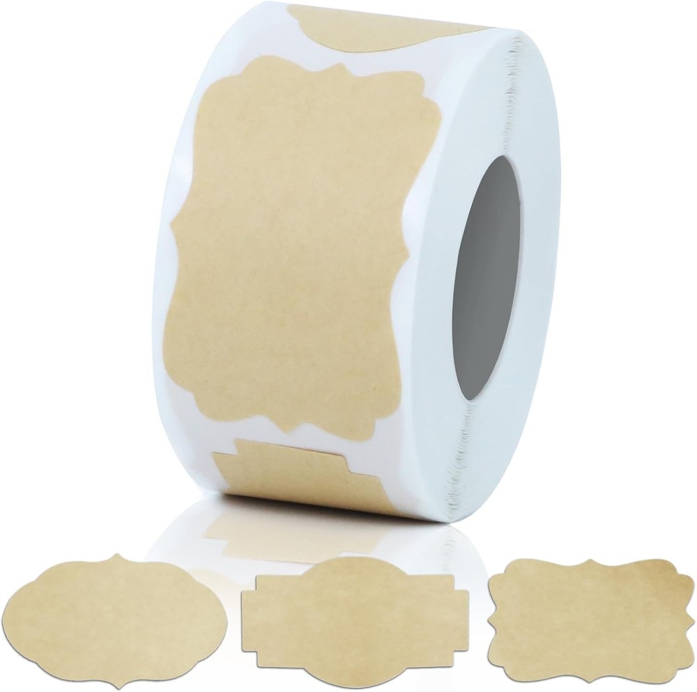 300 Pcs Kraft Labels Stickers 1.2×2 Inch 3 Decorative Designs Writable Gift