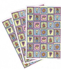 3 sheets Pink Purple Cupcake Heart Telephone Light Bulb Scrapbook Stickers!