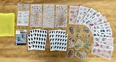 Large Lot of Stickers, Temporary Tattoos/Transfers, & Stencils, Plastic Snap Bin