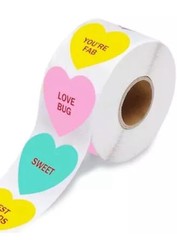 1000PCS/2 Rolls Bulk Lot Conversation Hearts 1” Sticker Rolls Valentines Holiday