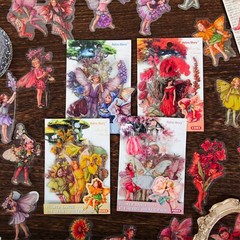 Retro Flower Fairy Elf PET Stickers Junk Journal Planner Scrapbooking Sticker