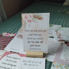 26 Scripture Cards w/ Wooden Stand Double-Sided Bible Verse Christian Gift idea