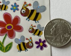 YELLOW/BLACK BUMBLEBEE Prismatic Stickers(10pc)Flying•Bug•Insect•Flowers •Garden
