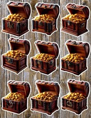 Treasure Chest Die Cut Vinyl Stickers Set Scrapbooking Laptop Water Bottle