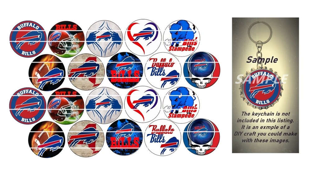 Bottle Cap Images (25mm) 1″ ~ Precut ~ Buffalo Bills Inspired~ USA seller