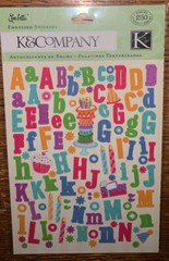 K&Company Confetti Alphabet Letters Birthday Party Hats Cup Cake Candles Sticker