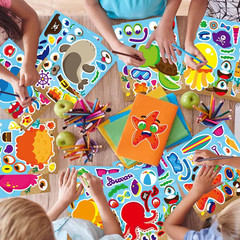 24 Sheets Make Your Own Sea Animals Stickers for Kids Toddlers, Make a Face Stic