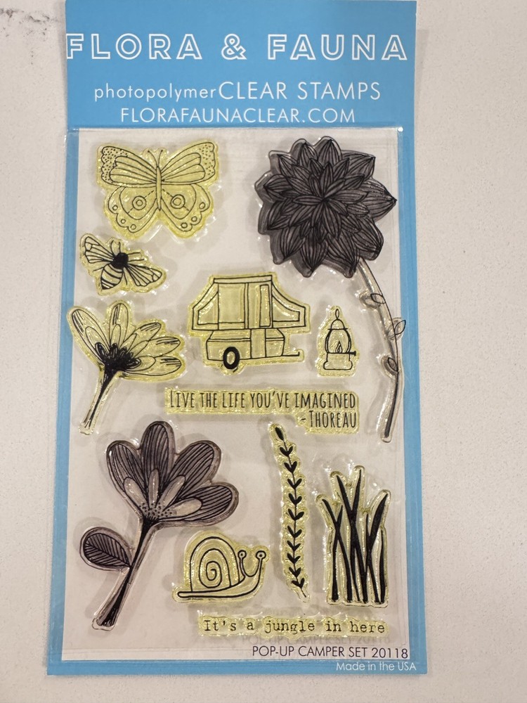 Flora & Fauna Pop-Up Camper Stamp Set 20118 Clear Cling Stamps Crafting