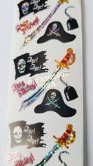 HAMBLY STUDIOS PRISMATIC STICKERS PIRATES AHOY MATEY SWORDS VINTAGE COLLECTIBLE.