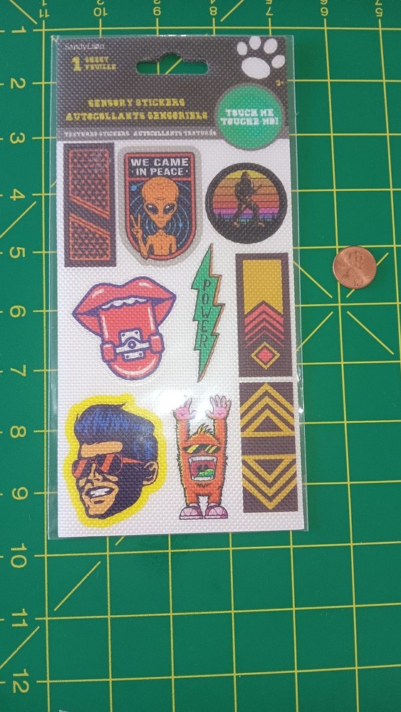 Textured Sticker Sheet Multicolor Scrapbook Stickers Power Lips Monster Patch